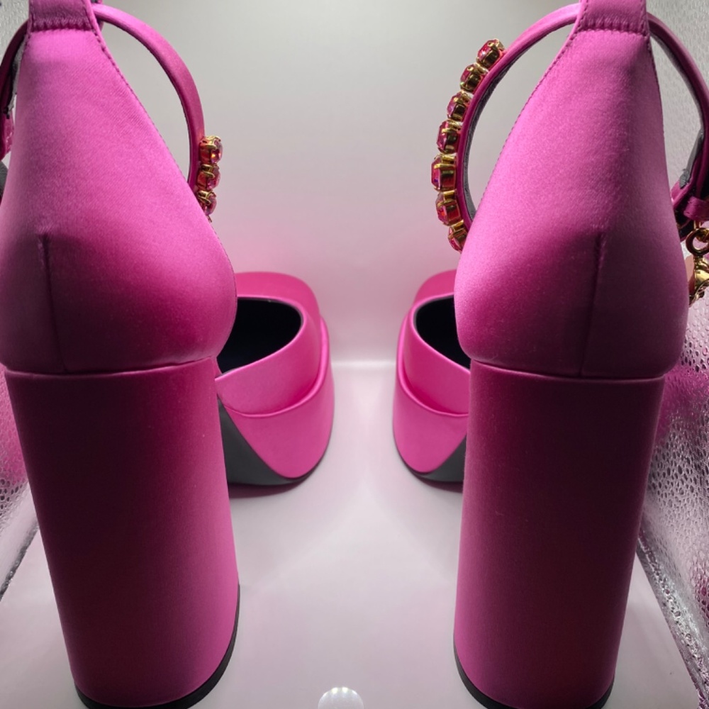 Versace Medusa Pink Platform Heels - Picture 2 of 9